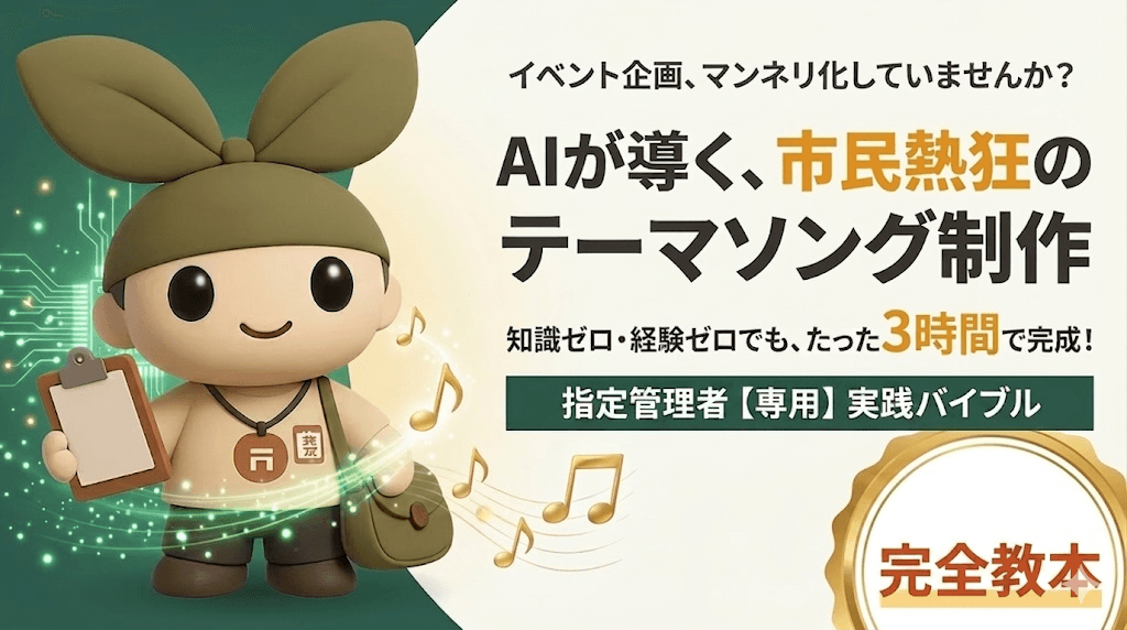 公共施設のテーマソングを住民とつくる! AI音楽生成「Suno」活用テーマソング制作ワークショップ完全マニュアル ~指定管理者のための住民協働プログラム実践ガイド~
