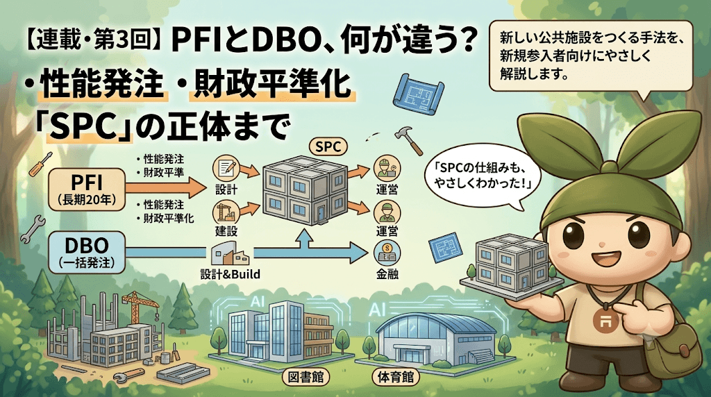 【連載・第3回】新しい施設を「つくる」手法たち——PFI・DBO、そして「SPC」の正体