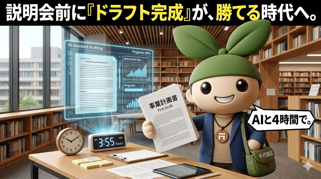 【AI×指定管理シリーズ第4回】事業計画書ファーストドラフトを「説明会前」に書き上げる──千代田区立図書館(5館)公募で実践した、勝率が変わる新常識