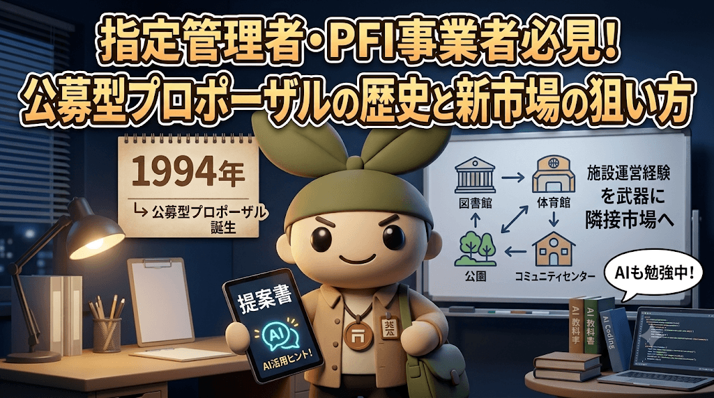 公募型プロポーザルと指定管理者制度、どっちが古い?意外な歴史と"隣接市場"の狙い方